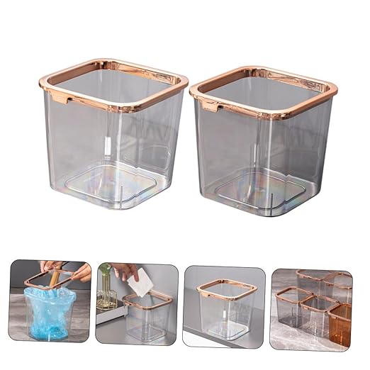 DECHOUS 2pcs Storage Bins Trash Can Pressure Ring Heavy Duty Garbage Bin Wastebasket Kitchen Garbage
