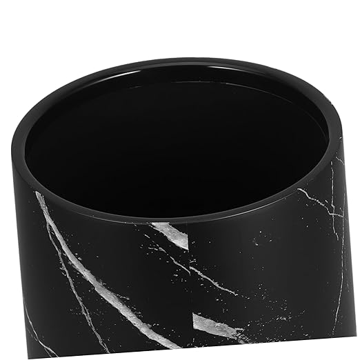 Healifty Marble Pattern Trash Can Lidless Wastebasket for Home Office and Bathroom Modern Decorative Garbage Can Stylish Organizing for Spaces