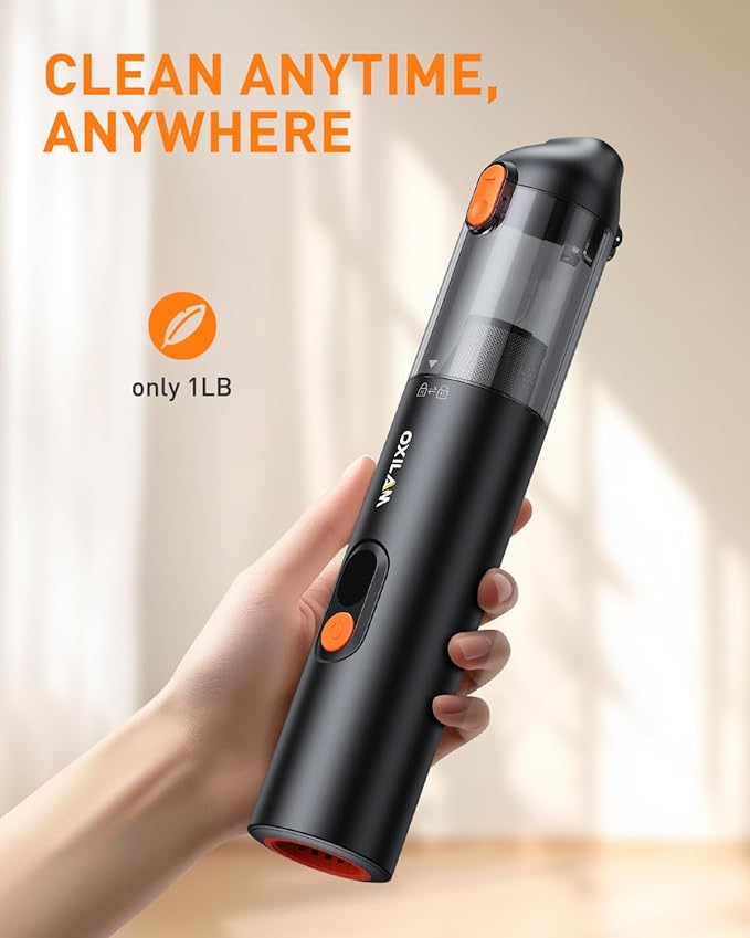 OXILAM Car Vacuum Portable - Handheld Vacuum Cordless 14000PA High Power Blow &amp Suction 2 in 1 Up to 30 Mins Runtime Cordless Vacuum Cleaner for Home Car Office Gifts for Men &amp Women