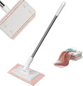 Snap Grip Mini Mop Zero Touch Mini Mops Retractable Gap Dust Cleaner Flat Mops with Locking Head &amp Sweeping Cloths 39' Long Handle Mopping Sweeper Stick for Multi Cleaning No Wash (1mop+4cloth