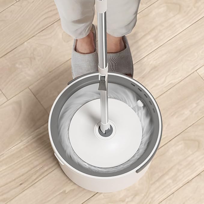 Rotary Floor Mop with Long Handle and Detachable Microfiber Head Wet Dry Dust Mop for Laminate and Hardwood Floors Household Cleaning Tool with Water Separation System for Home