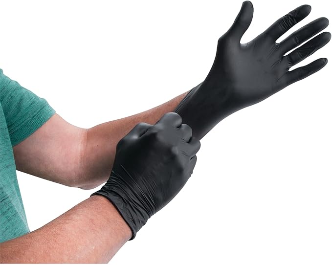 Performance Tool W89013 Black Nitrile Gloves | Disposable Powder Free latex rubber free Textured Fingertips for Better Grip  X-Large | 100pc