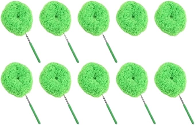 Reusable Microfibre Ceiling Fan Duster Dusting Dust Blade Cleaning Adjustable Length Household Tool(Green-10PCS)