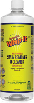 Whip It Cleaner Multi Purpose Stain Remover CONCENTRATE Makes 32 Bottles Plant Based Enzyme Cleaner Cleaning Food Grease Coffee Wine Baby Stains pet stains Over 500 uses Made in USA 32 OZ