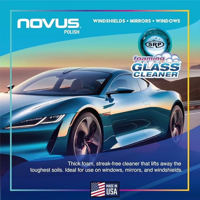 NOVUS 1802 | Glass Cleaner Spray | Powerful Foaming Glass Cleaner Streak-Free Shine for Home and Auto | Safe for All Glass Surfaces | 19 Ounces (12 Pack)