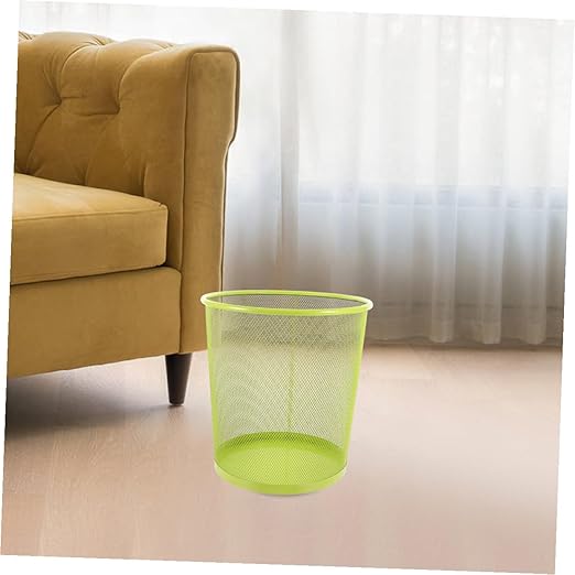 PRETYZOOM Metal Wire Mesh Trash Can Large Decorative Metal Garbage Storage Container for Kitchen and Office Round Open Top Wastebasket for Bathroom and Home Practical Rubbish Bin