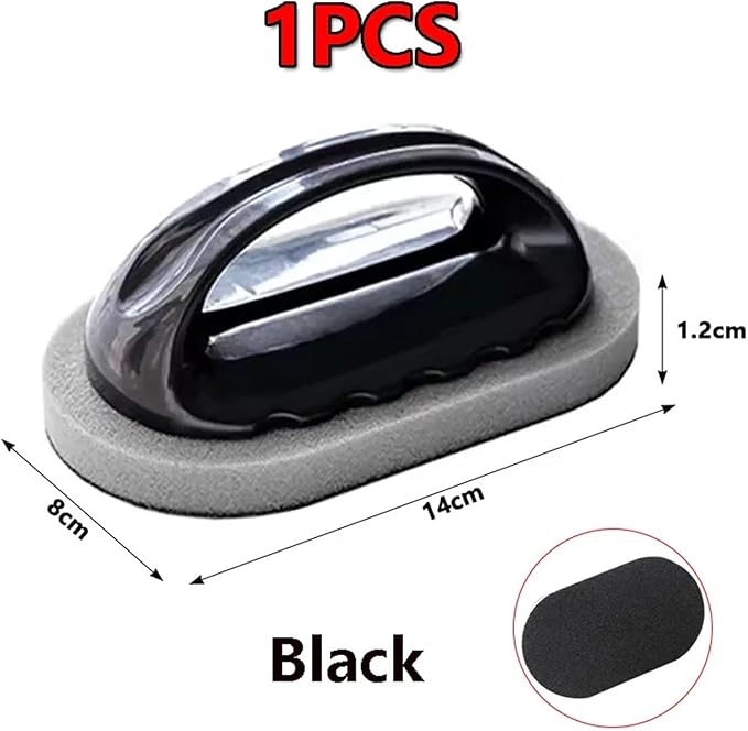 Sponge Brush With Handle Reusable Wipe Eraser Cleaner Kitchen Pot Cleaning Tools(1Pcs Black)