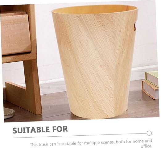 Japanese-Style Wooden Desktop Trash Can Minimalist Tiny Wastebasket for Office Desk and Bathroom Portable Large Capacity Storage Bin Easy to Clean Wood Garbage Container for Living