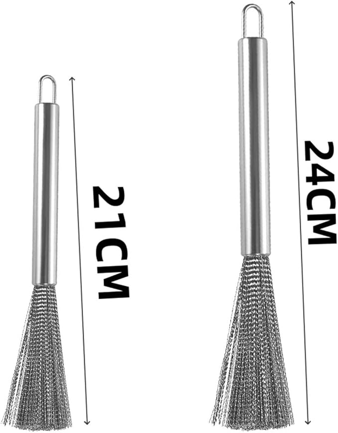 Stainless Steel Pot Brush Long Handle Multi-Functional Cleaning Brush Hanging Washing For Kitchen Sink Pans Scrubber Tools(2PCS S)
