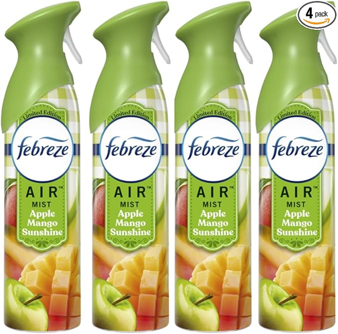 Febereez Air Freshener Spray Odor-Fighting Room Spray Apple Mango Sunshine 8.8oz 4 Counts
