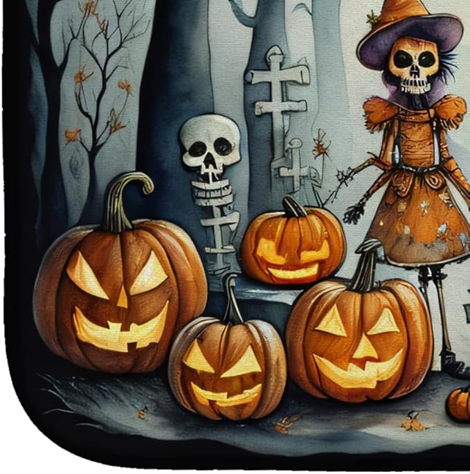 Caroline's Treasures DAC2227DDM Calacas Skeletons Spooky Halloween Dish Drying Mat Absorbent Dish Drying Mat Pad for Kitchen Counter Dish Drainer Mat for Countertop 14 x 21 Multicolor