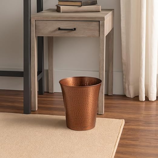 3SCompany Wastepaper Basket Antique Copper Finish Stainless Steel Hand-Hammered
