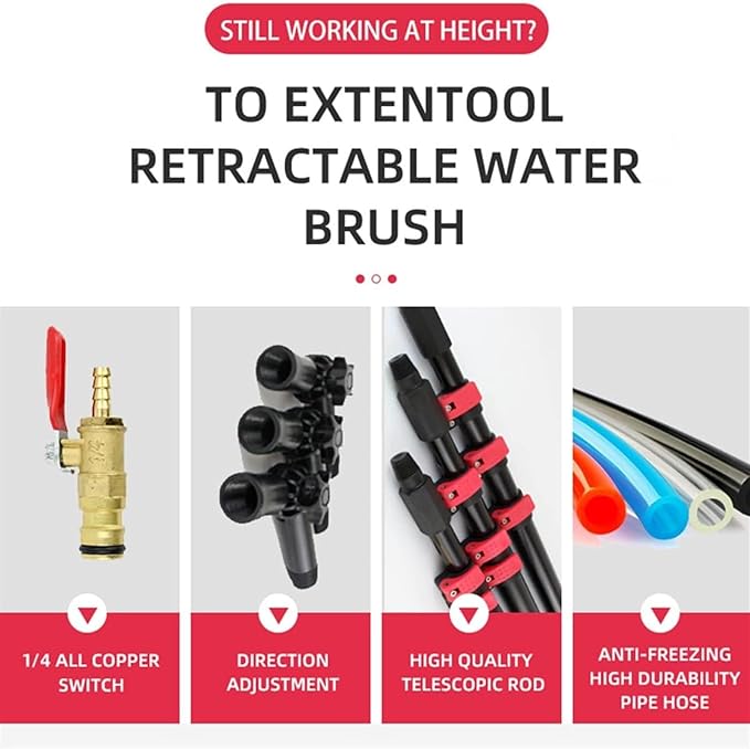 Water Fed Pole Kit Water Fed Brush Cleaning System Aluminum Outdoor Window Cleaner Window Glass Cleaning and Washing Tools Solar Panels (36ft/10.8m)