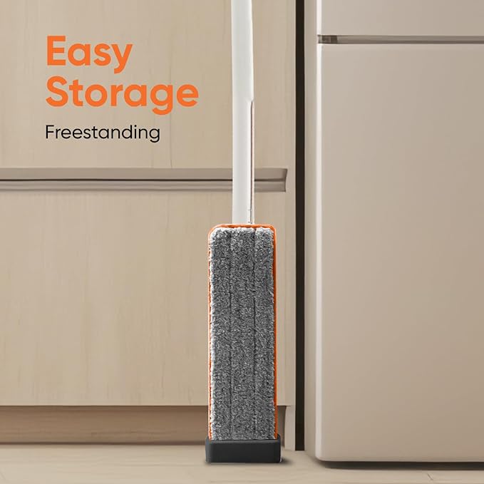 Superio 2 Pack Self-Wringing Microfiber Cleaning Mop Hands-Free Miracle Flat Mop with Wringing Blade for Home Kitchen Bathroom - Hardwood Laminate Tile