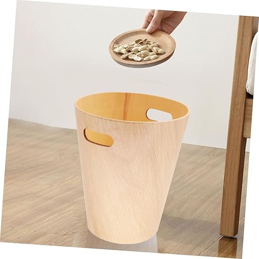 Wooden Desk Wastebasket Simple and Creative Garbage Bin for Bathroom Office and Home Capacity Removable Design Trash Can