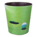 10L/2.64 Gallon Trash Can Decorative Waste Basket PU Leather Waste Paper Basket Waterproof Garbage Can for Bathroom Bedroom Office Kitchen and Living Room - Golf