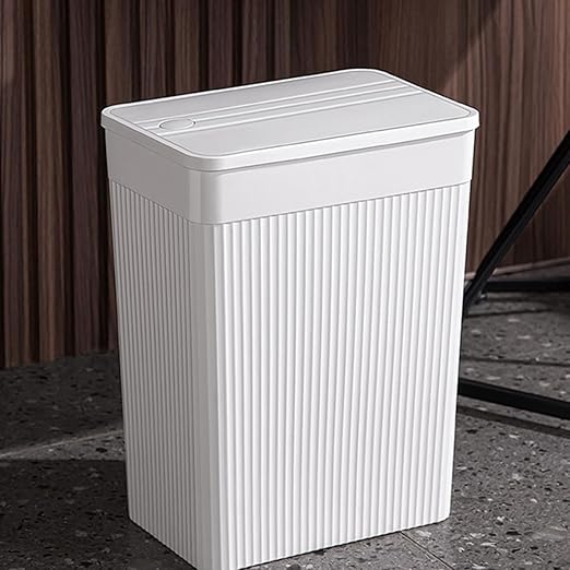 Unomor Narrow Slim Bathroom Trash Can Press Type Lid Wastebasket for Bedroom Kitchen and Office Modern Design Space-Saving Garbage Pail