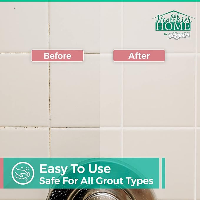 CHOMP! Grout Cleaner Bundle Includes Grout Brush Refreshes Grout and Removes Stains on Tile Floors and Bathroom Walls &amp Kitchens (4 Pack Set)