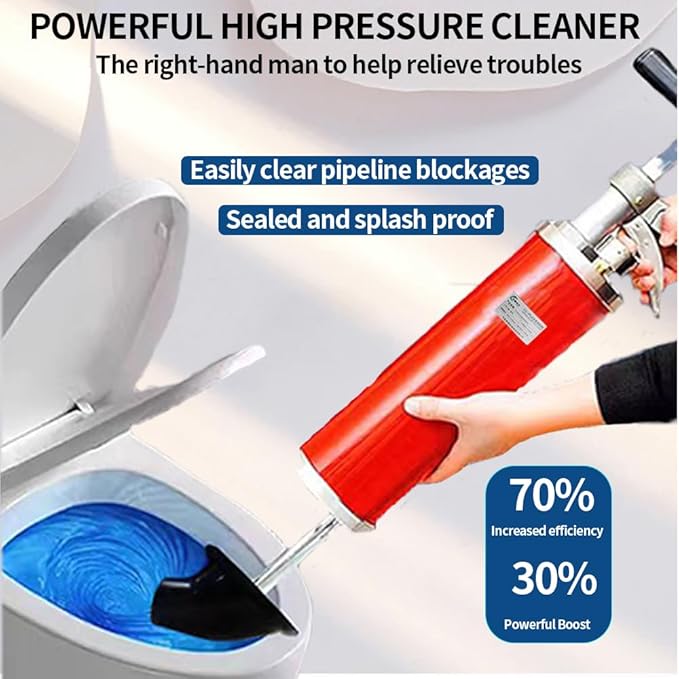 Portable high-pressure power toilet plunger exhaust pipe manual drain cleaning tool manual sink plunger dredging device suitable for bathroom toilets bathroom showers and kitchen blocked pipes