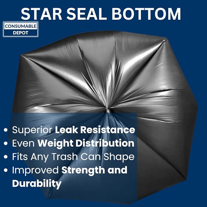 20-30 Gal Trash Bags | 500 Count | 30 X 37 Black Large Garbage Bags for Household Use