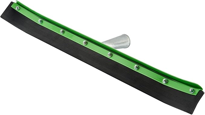 Restaurantware-SQUEEGEE ONLY: Clean Tek Professional 24 Inch Curved Floor Squeegee 1 Broom With Rubber Blade - Handle Sold Separately Heavy-Duty Green Steel Wiper Ideal For Floor Tiles