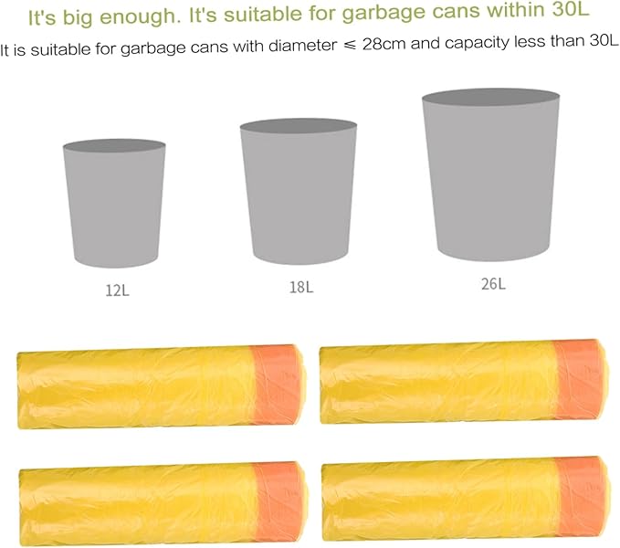 10 Packs Disposable Thickened Trash Bags with Drawstring Yellow Garbage Bags for Home Kitchen Office Large Capacity Odorless Premium PP Plastic Practical Rubbish Liners for Easy