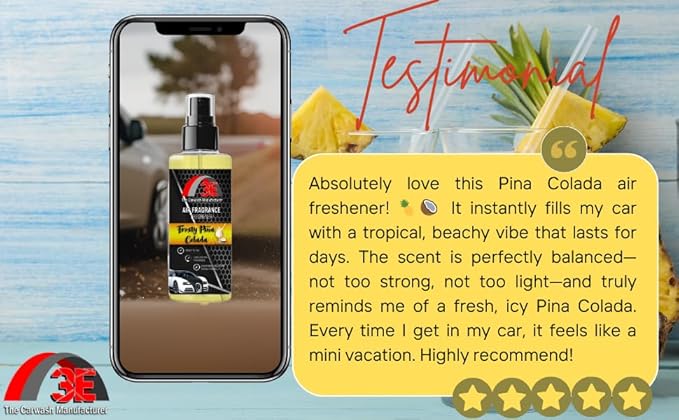 3E Car Air Freshener Concentrate – 64 oz – Professional Automotive Fragrance – Multiple Scents (Piña Colada)