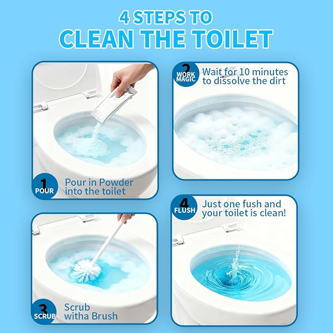 2025 New Toilet Cleaner - Includes 12ct Automatic Toilet Bowl Cleaner Tablets and 6pack Self Activating Cleaning Powder