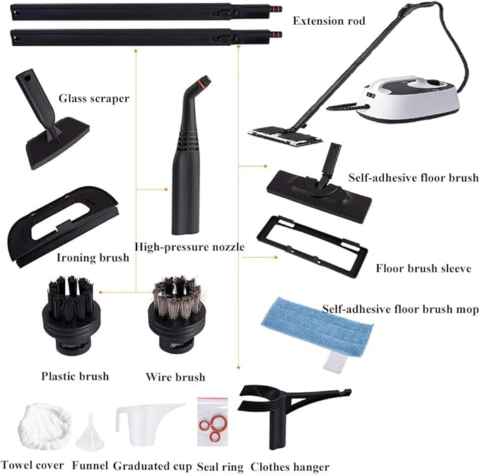 Steam Cleaner2000W Handheld Steam Cleaner1.8L Capacity Multipurpose Steamer For Home UseWith 2 Brush Heads And Automatic Air Jet HandleCleaning For CouchAutoFloor110V