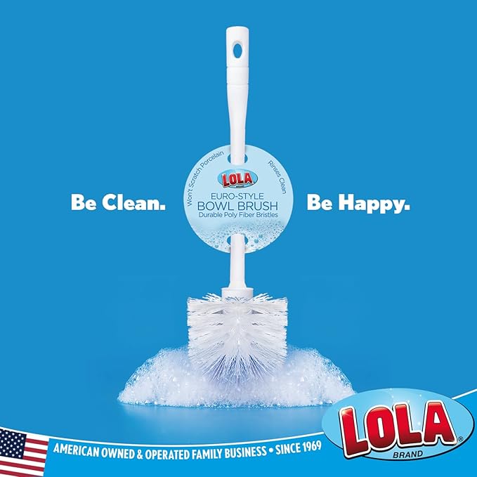 LOLA Classic Toilet Brush 6 Pack Durable Fiber Stiff Bristles Compact Size Non-Scratch Long-Lasting