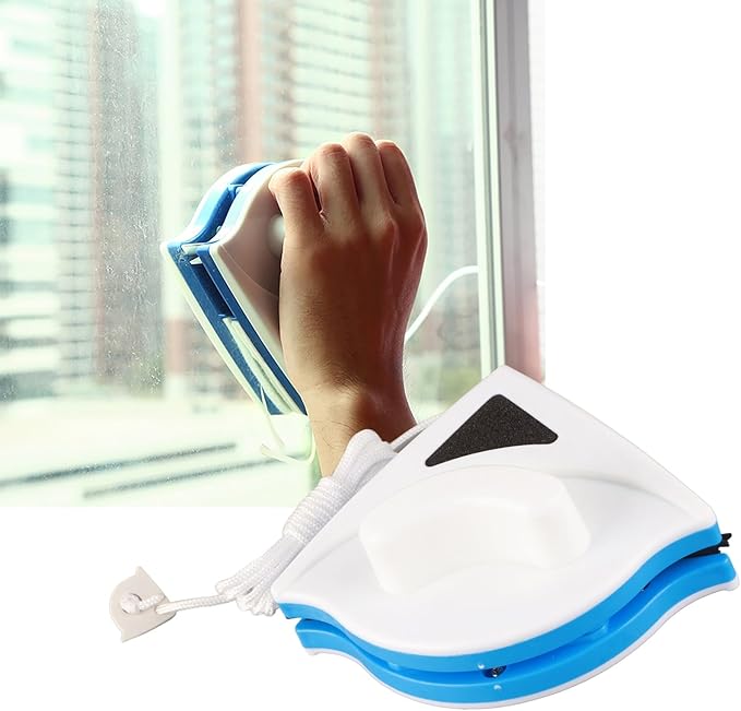 Double Sided Magnetic Window Cleaner Brush Triangular Design for Easy Exterior Cleaning Strong Magnetic Wiper for Single Glazed Glass Windows Durable Plastic Anti Drop
