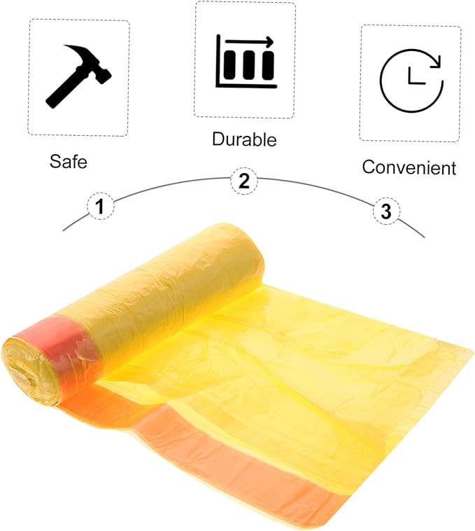 10 Packs Disposable Drawstring Trash Bags with Handles Large Capacity Plastic Rubbish Bags for Household Waste Sturdy Garbage Liners