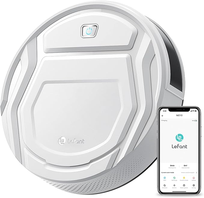 Lefant Robot Vacuum Cleaner Strong Suction 120 Mins Runtime Slim Low Noise Automatic Self-Charging Wi-Fi/App/Alexa Control Ideal for Pet Hair Hard Floor and Daily Cleaning M210