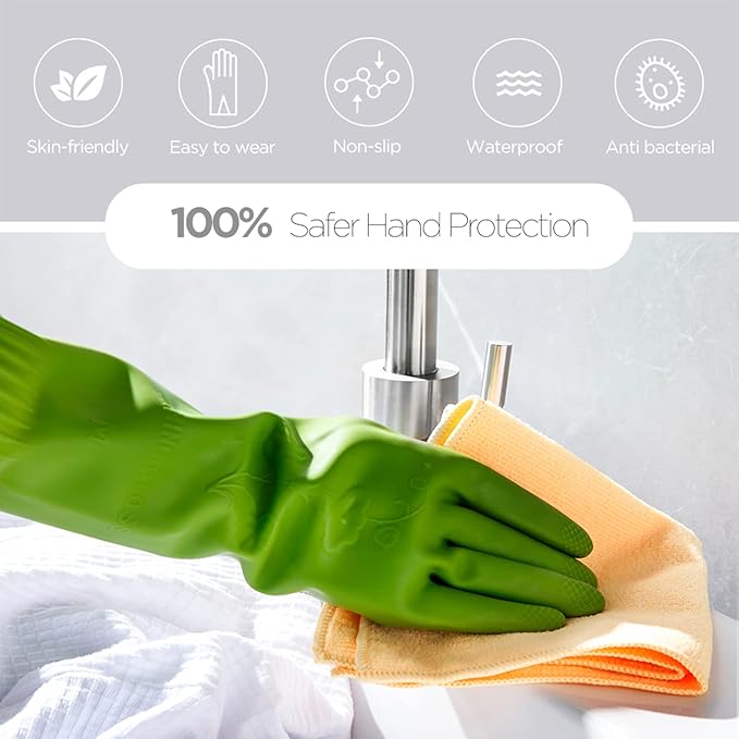 Rubber dishwashing gloves 3 or 6 Pairs for kitchenCleaning washing dish gloves long for household reuseable durable.