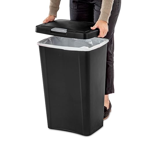 Sterilite 13 Gallon TouchTop Narrow Plastic Wastebasket with Secure Titanium Latch for Kitchen Bathroom and Office Use Black (8 Pack)