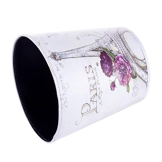 Lingxuinfo Scakbyer Waste Paper Bin European British Style Tower Pattern Trash Can Wastebasket Garbage Can Without Lid Waste Bin for Kitchen Bathroom Bedroom (Tower Purple Flower)