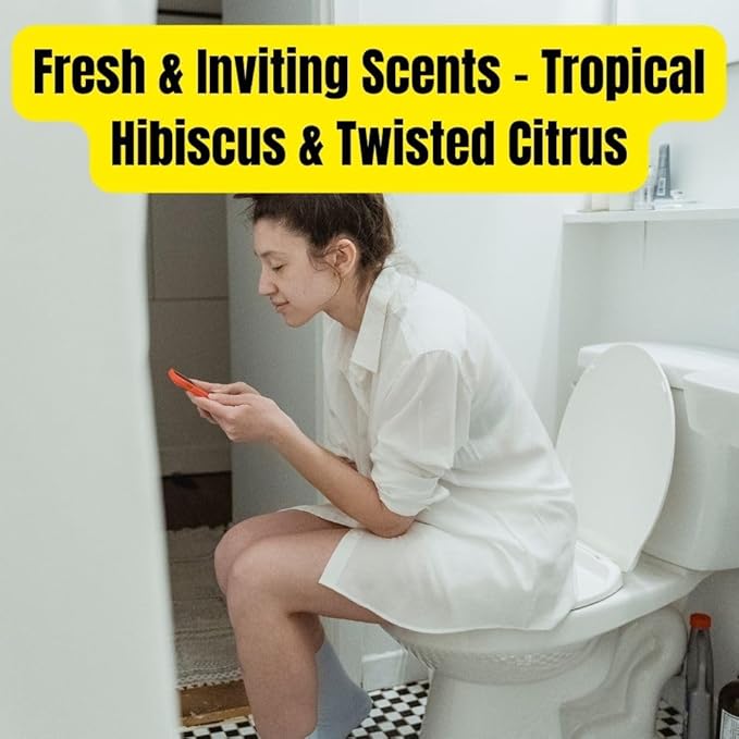 Great Scents Pre-Poop Toilet Spray 4 Pack Tropical Hibiscus &amp Twisted Citrus Scents 0.67 fl oz Each Odor Eliminator with Essential Oils Bathroom Air Freshener with BONUS Barra de Arco-Íris de C