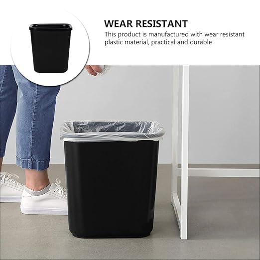 Uonlytech Flame-Retardant Wastebasket 8l Narrow Rectangular Trash Can for Bathroom Kitchen Living Room Fire-Resistant Garbage Storage Bin Without Press Ring Home Office Rubbish Container