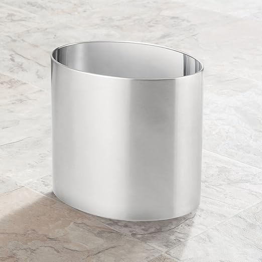 mDesign Stainless Steel Metal Oval Trash Can 7.9 Liter/2.09 Gallon Wastebasket Garbage Basket Bin for Bathroom Bedroom Kitchen Office Holds Waste and Recycle Mirri Collection Brushed/Chrome