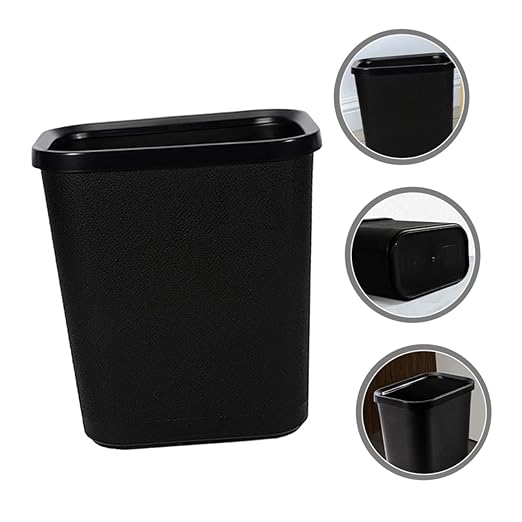 Zerodeko Thickened Plastic Trash Can for Bedroom Bathroom Office Hotel Rectangular Garbage Storage Container Wastebasket Without Lid Fire Resistant Bin for Home and Commercial Use