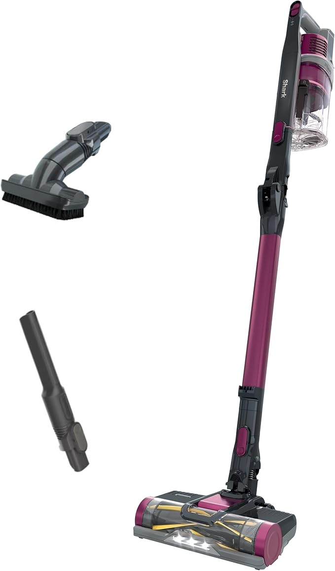 Shark IZ163H Pet Plus Cordless Stick Vacuum with Self-Cleaning Brushroll and HEPA Filter Lightweight Deep Cleaning Vacuum for Carpet and Hard Floors Folds for Easy Storage 40-min Runtime Raspberry