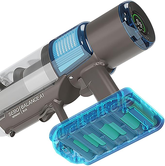 Sebo Balance A1 Cordless Lightweight Vacuum Cleaner with LED Display Advanced Filtration Electric Brush - Blue