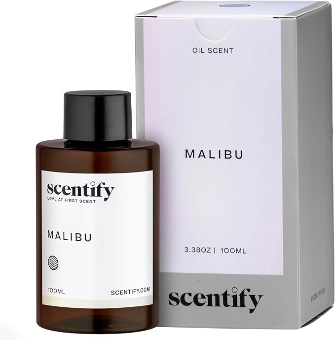 Scentify Malibu Aroma Oil Refill Scent for Oil Diffusers - Lemon White Tea Thyme Cedar Musk Scents - Luxurious Relaxing Aromatherapy Diffuser Fragrance 100ml 3.38 oz