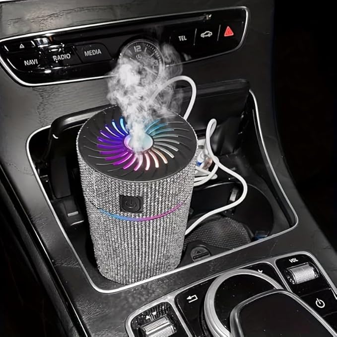 Luxury Rhinestone Car Diffuser Humidifier With LED Light Auto Air Purifier Aromatherapy Diffuser Air Freshener Car Accessories (white)
