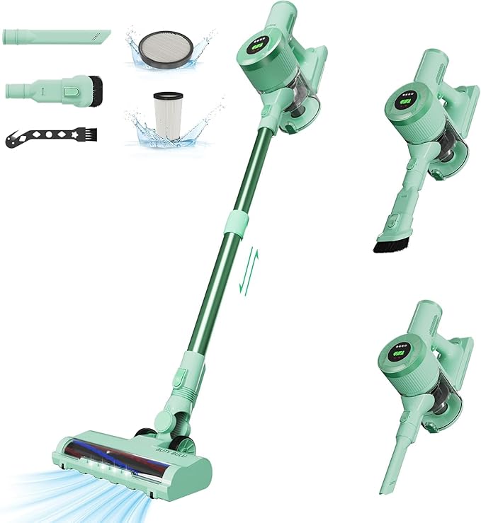 Cordless Vacuum Cleaner Handheld Stick2200mAh Rechargeable Battery 30KPa Lightweight Small Vac Electirc Broom 40Mins Runtime for Home Hard Floor Carpet Pet Hair Cleaning LED Screen