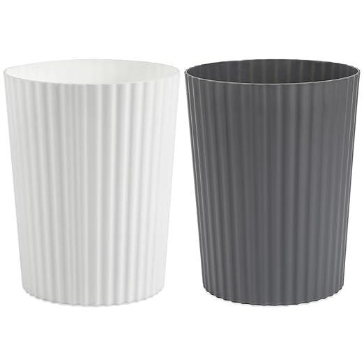 JiatuA Small Trash Can Plastic Wastebasket Garbage Container Bin for Bathroom Kitchen Under Sink Bedroom Home Office College Dorm White &amp Dark Grey