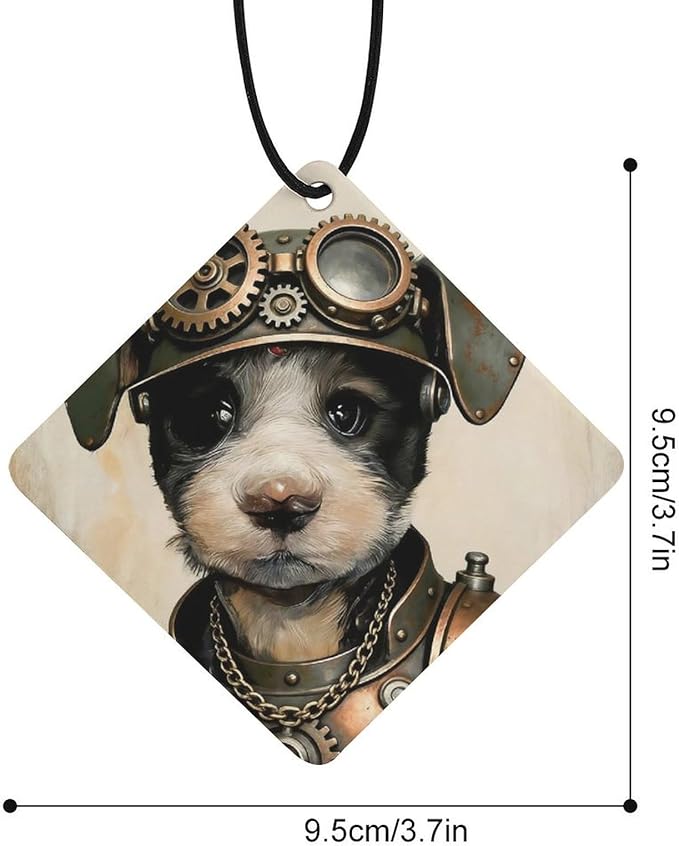 5PCS Car Air Freshener Hanging Personalized Double Sided Steampunk Puppy Car Fresheners Long Lasting New Cars Scents Cute Automotive Freshies for Closets Drawers (tea)