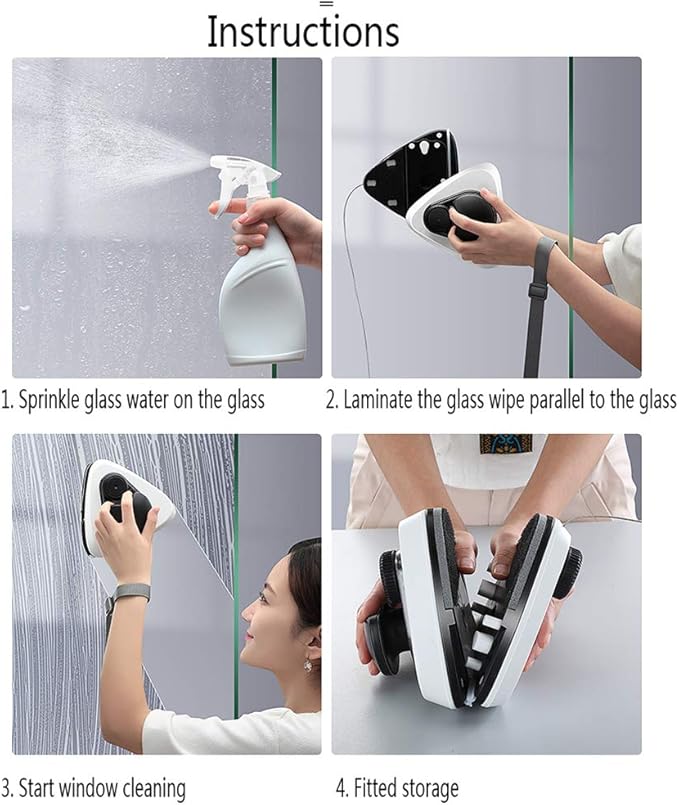 Magnetic Window Cleaner Double-Sided Magnetic Window Cleaner Glass Cleaning Brush Glass Wiper Household Cleaning Tools (B 5~26mm)