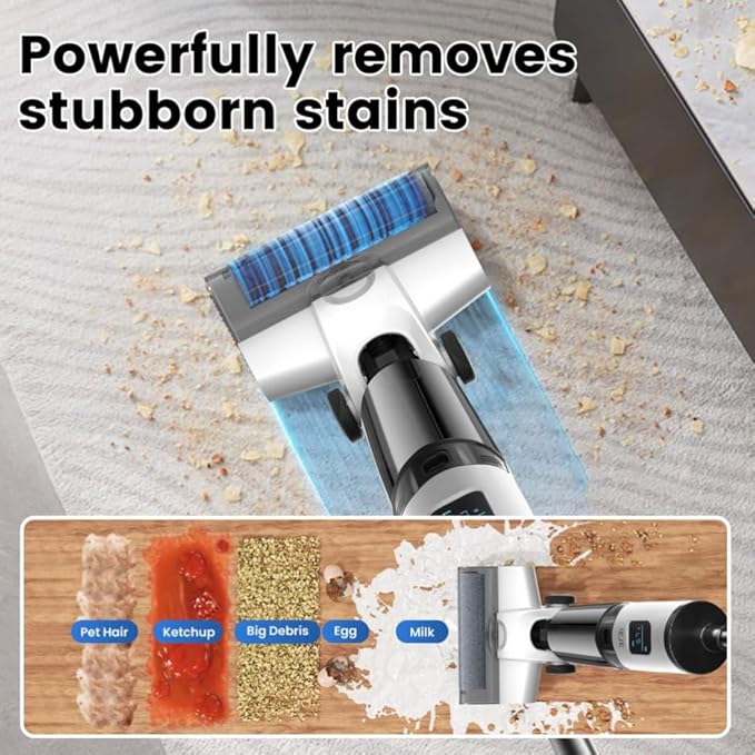 Wet/Dry Vacuum Cleaner Sweeps &amp Mops in One Step Powerful Suction Anti-Tangle Design Dual Edge Cleaning Up to 40 Minutes Runtime