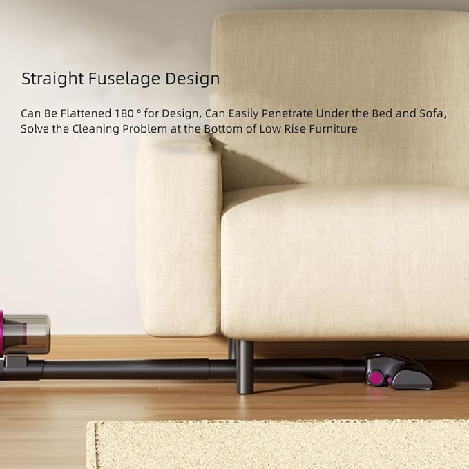 Lightweight Cordless Stick Vacuum Cleaner with Bed Vacuum 2-in-1 Mattress Vacuum and Upright Vacuum 14000Pa Rechargeable Handheld Vacuum Household Vacuum for Pet Hairs Hardwood Floors (Purple)